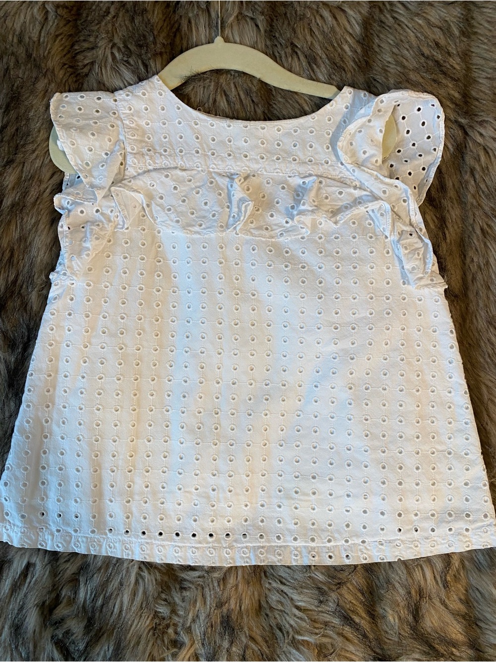 Jacadi White Eyelet Ruffle Sleeve Top